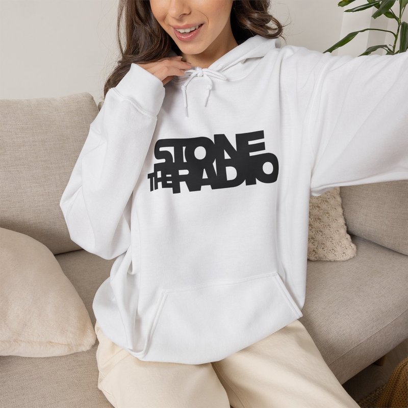 Stone The Radio hoodie, worn